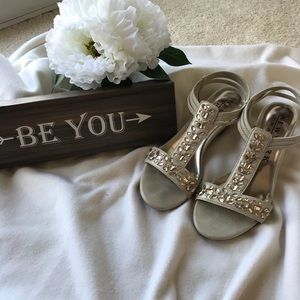 New York Tranist Cream embellished wedge sandal!